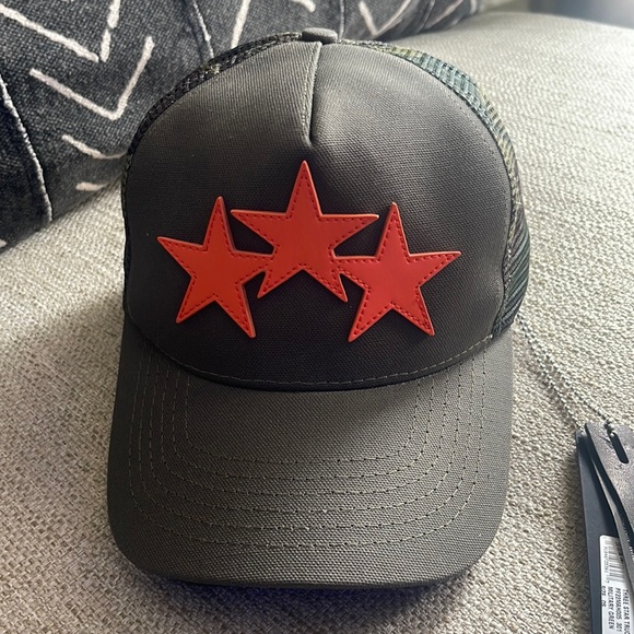 Men's army green 3 star Amiri baseball cap - Picture 2 of 11